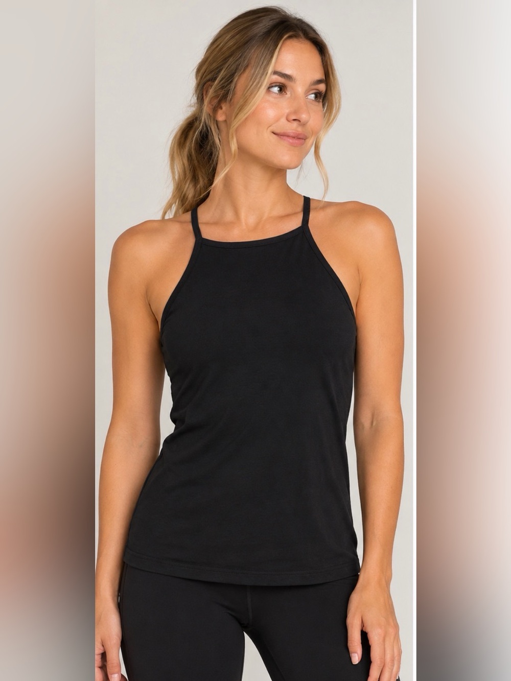 Beyond Yoga black halter neck tank top in size M